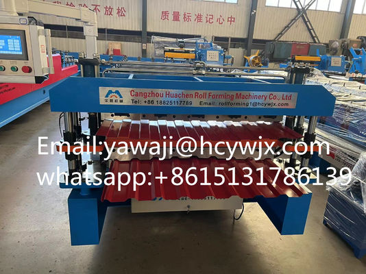 0.3-0.6mm سمك المادة آلة تشكيل لفة طابق مزدوج مع 45 فولاذ إطفاء وتصفية