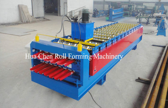 لون لوحة الصلب طبقة مزدوجة سقف لوحة لفة تشكيل آلة 1200 / 1250mm العرض